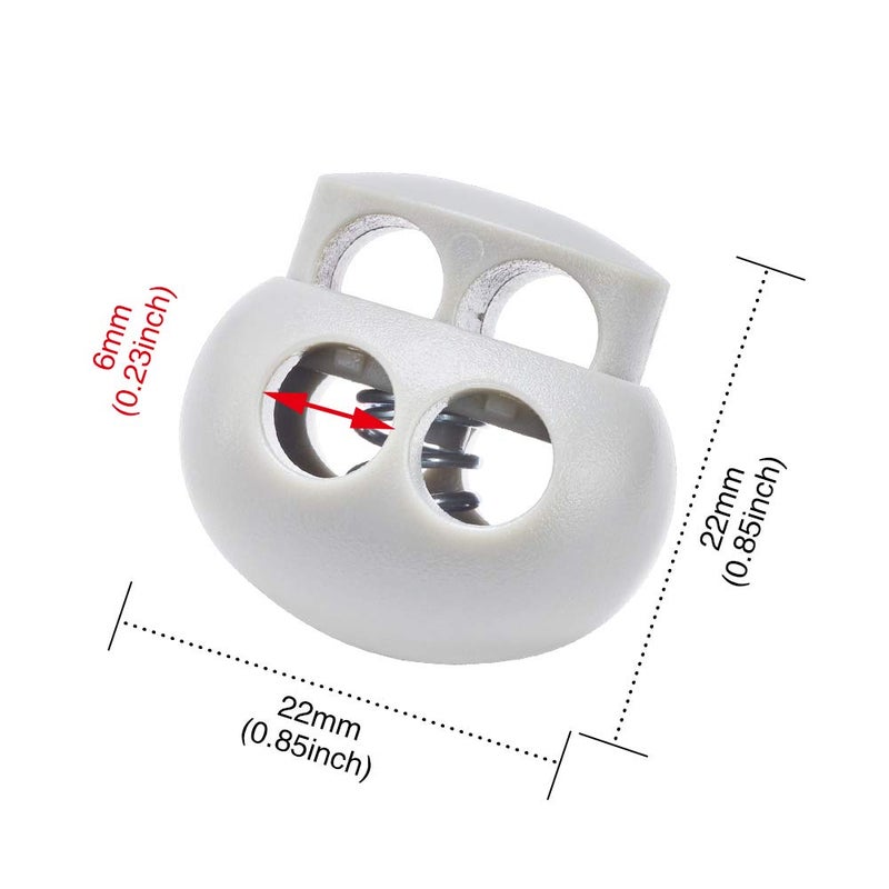 DYZD Plastic Cord Lock End Toggle Double Hole Spring Stopper Fastener Slider Toggles End (White 10PCS) - Image 2